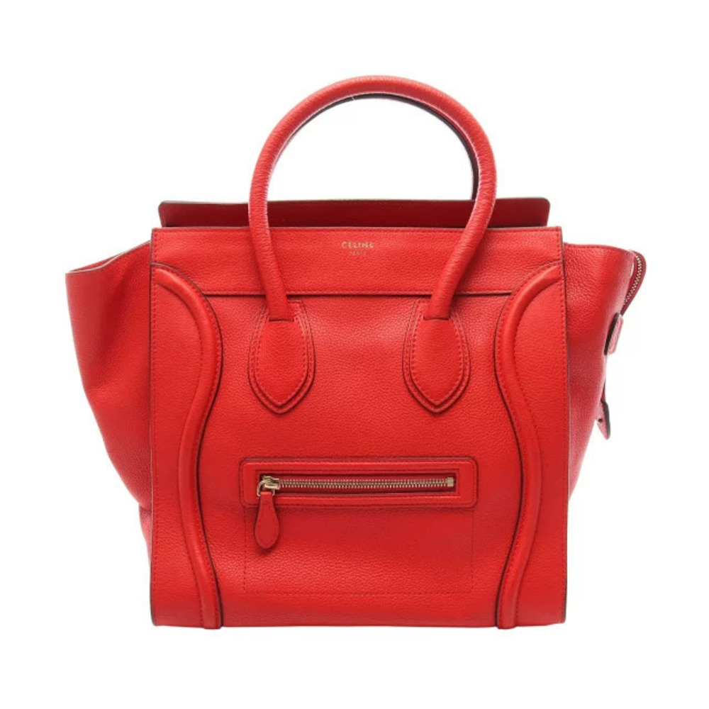 Celine Luggage Shopper Handbag Leather Red